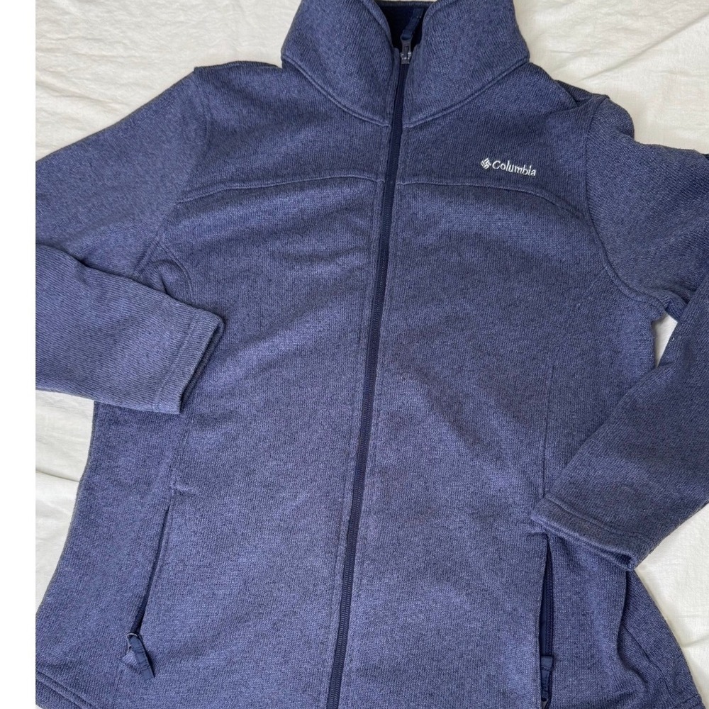 Columbia Women's 1X Navy Blue Full Zip Fleece Jacket Outdoor Hiking Plus Size